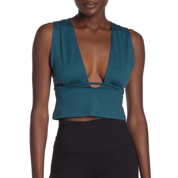 Free People Locust Cora Plunge Cropped Tank Top S - Picture 1 of 6